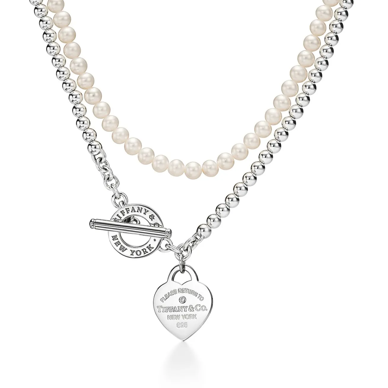 Tiffany & Co. Return to Tiffany® Wrap Necklace in Silver with Pearls and a Diamond, Small | ^ Necklaces & Pendants|Gifts for Her