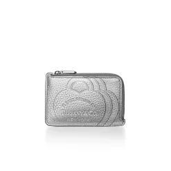Tiffany & Co. Return to Tiffany® Zip Card Case in Silver-colored Leather | ^Women Business Gifts|Small Leather Goods