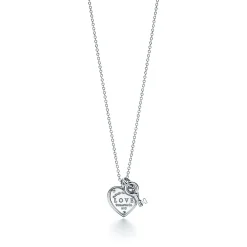 Tiffany & Co. Sterling Silver Love Heart Tag and Key Pendant | ^ Necklaces & Pendants|Sterling Silver Jewelry