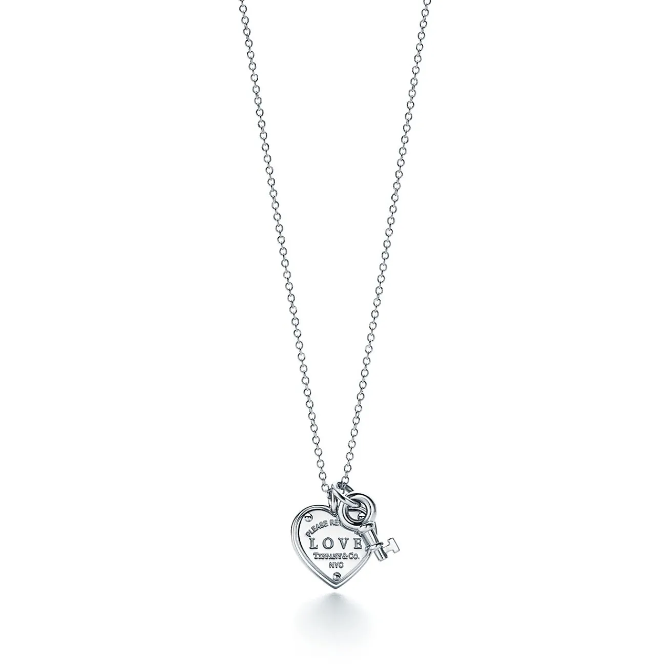 Tiffany & Co. Sterling Silver Love Heart Tag and Key Pendant | ^ Necklaces & Pendants|Sterling Silver Jewelry