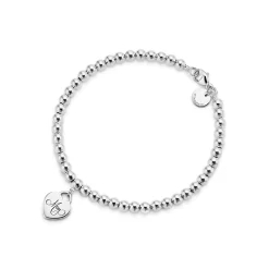 Tiffany & Co. Sterling Silver Mom Heart Tag Bead Bracelet | ^ Bracelets|Sterling Silver Jewelry