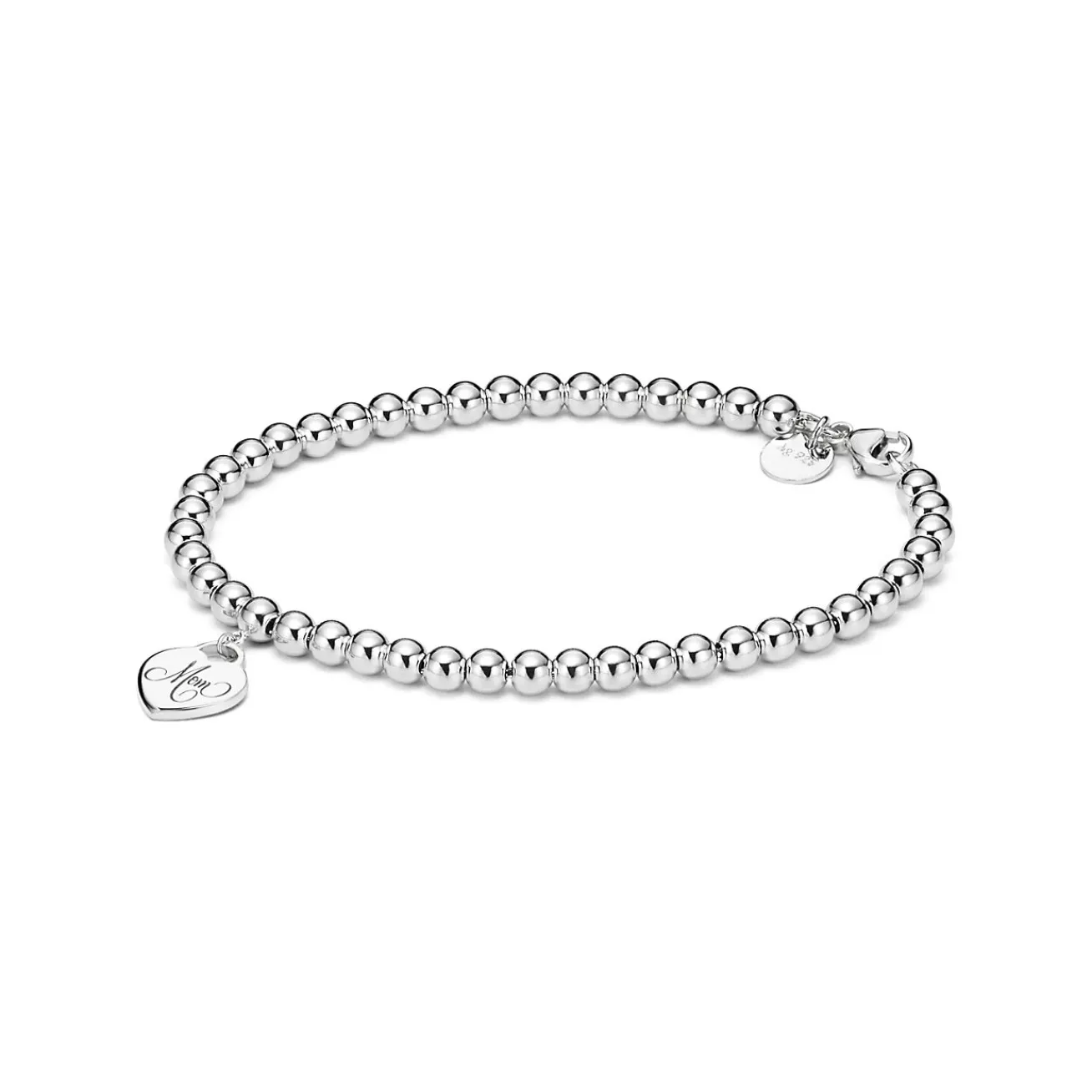 Tiffany & Co. Sterling Silver Mom Heart Tag Bead Bracelet | ^ Bracelets|Sterling Silver Jewelry