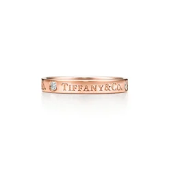 Tiffany & Co. T&CO.® band ring in 18k rose gold with diamonds, 3 mm wide. | ^Women Rings|Rose Gold Jewelry