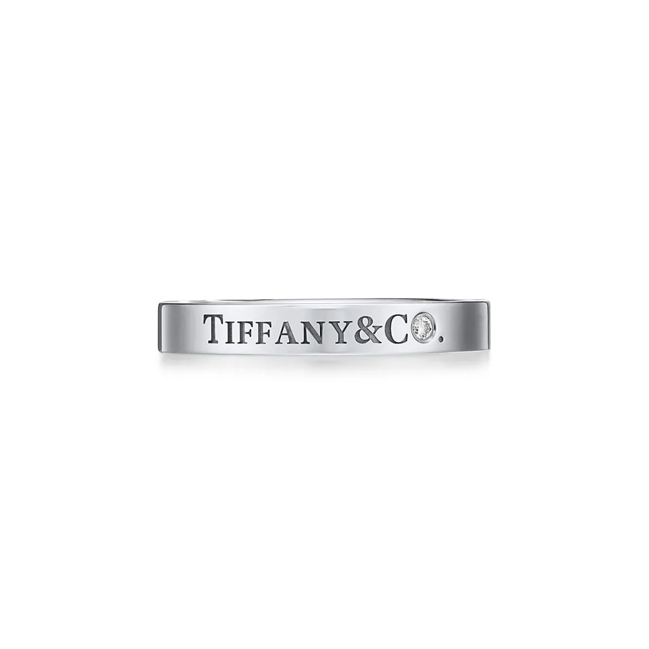 Tiffany & Co. T&CO.® Band Ring in Platinum with a Diamond | ^ Rings|Platinum Jewelry