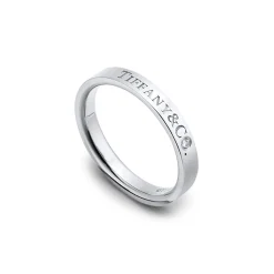 Tiffany & Co. T&CO.® Band Ring in Platinum with a Diamond | ^ Rings|Platinum Jewelry