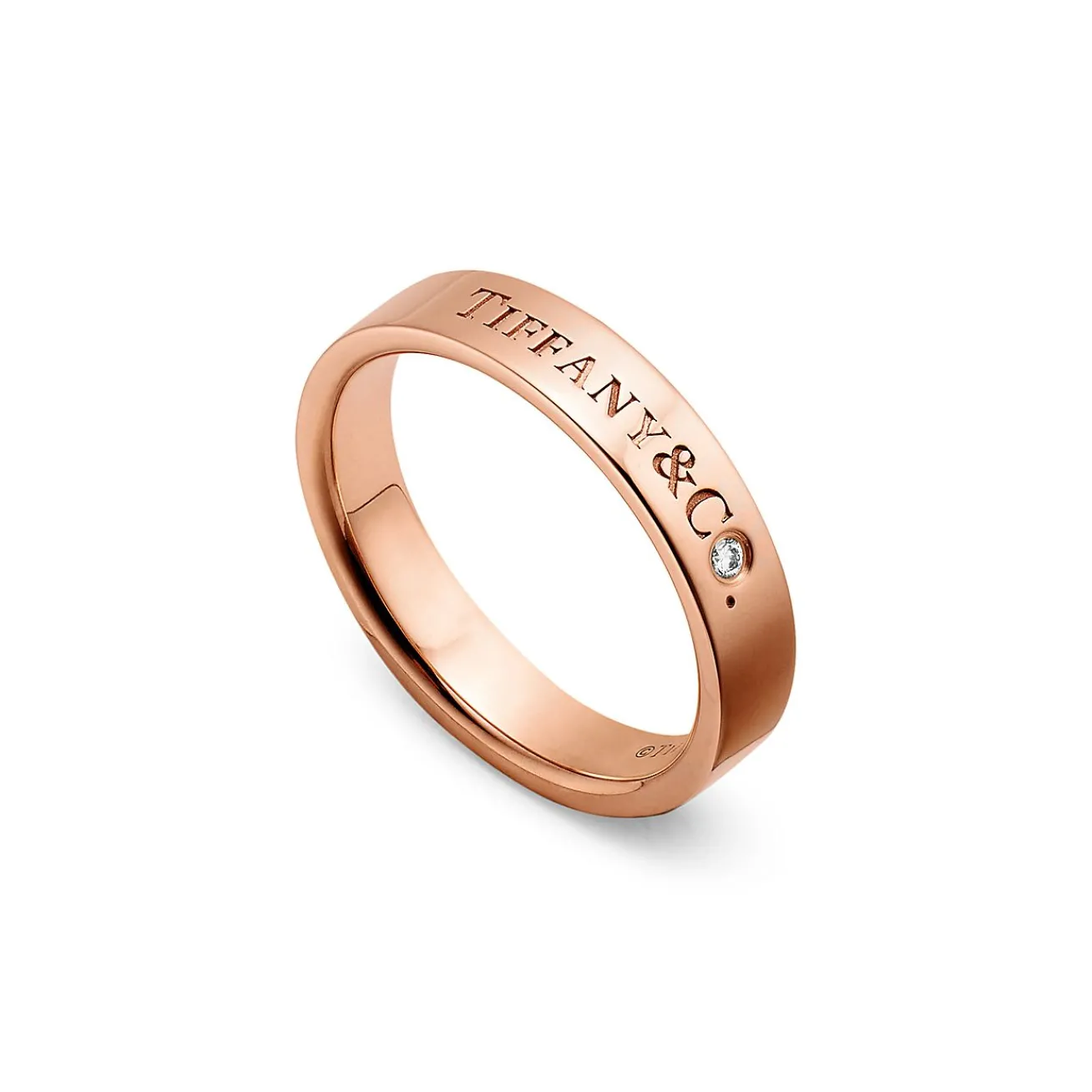 Tiffany & Co. T&CO.® Band Ring in Rose Gold with a Diamond | ^ Rings|Rose Gold Jewelry