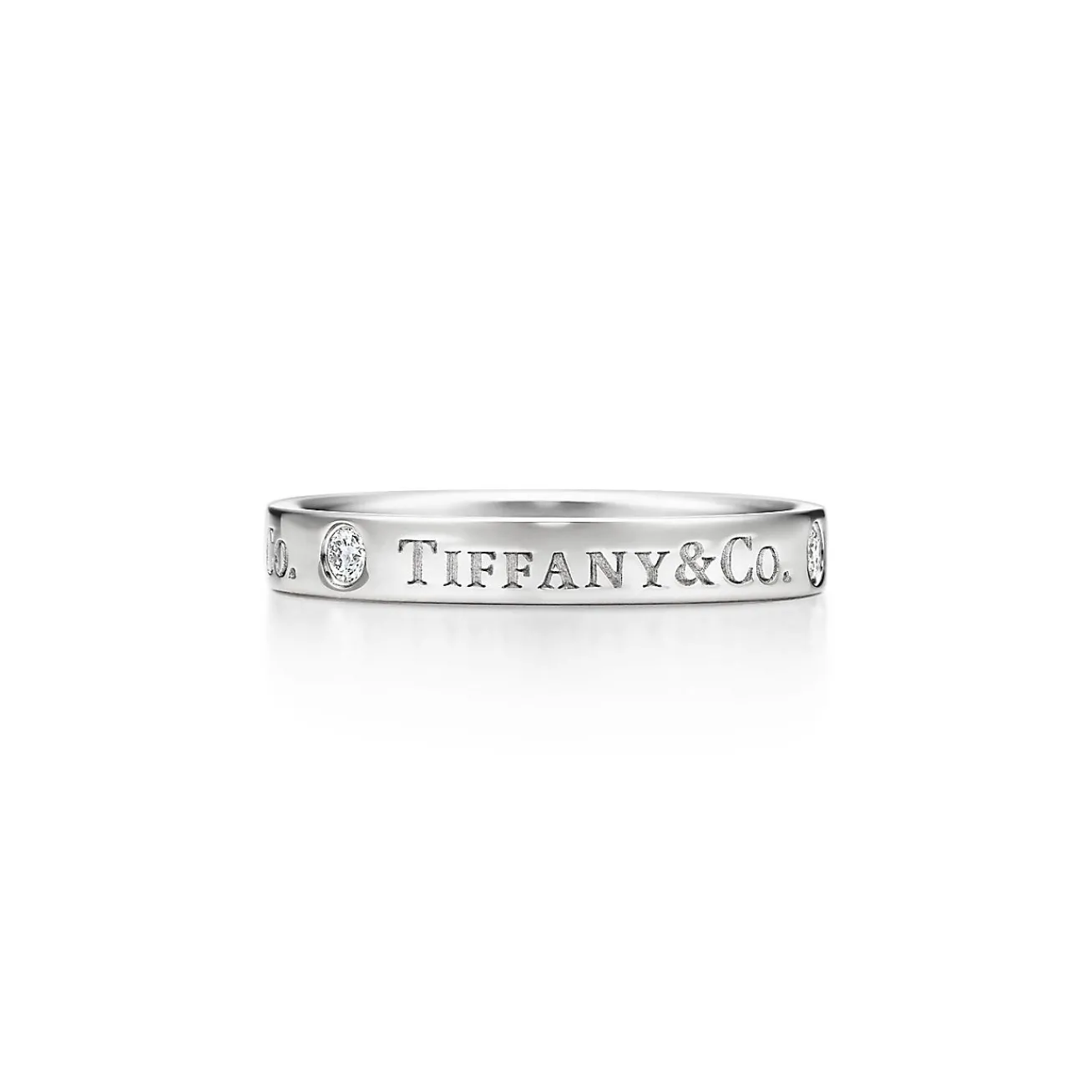 Tiffany & Co. T&CO.® band ring with diamonds in platinum, 3mm wide. | ^Women Rings|Platinum Jewelry