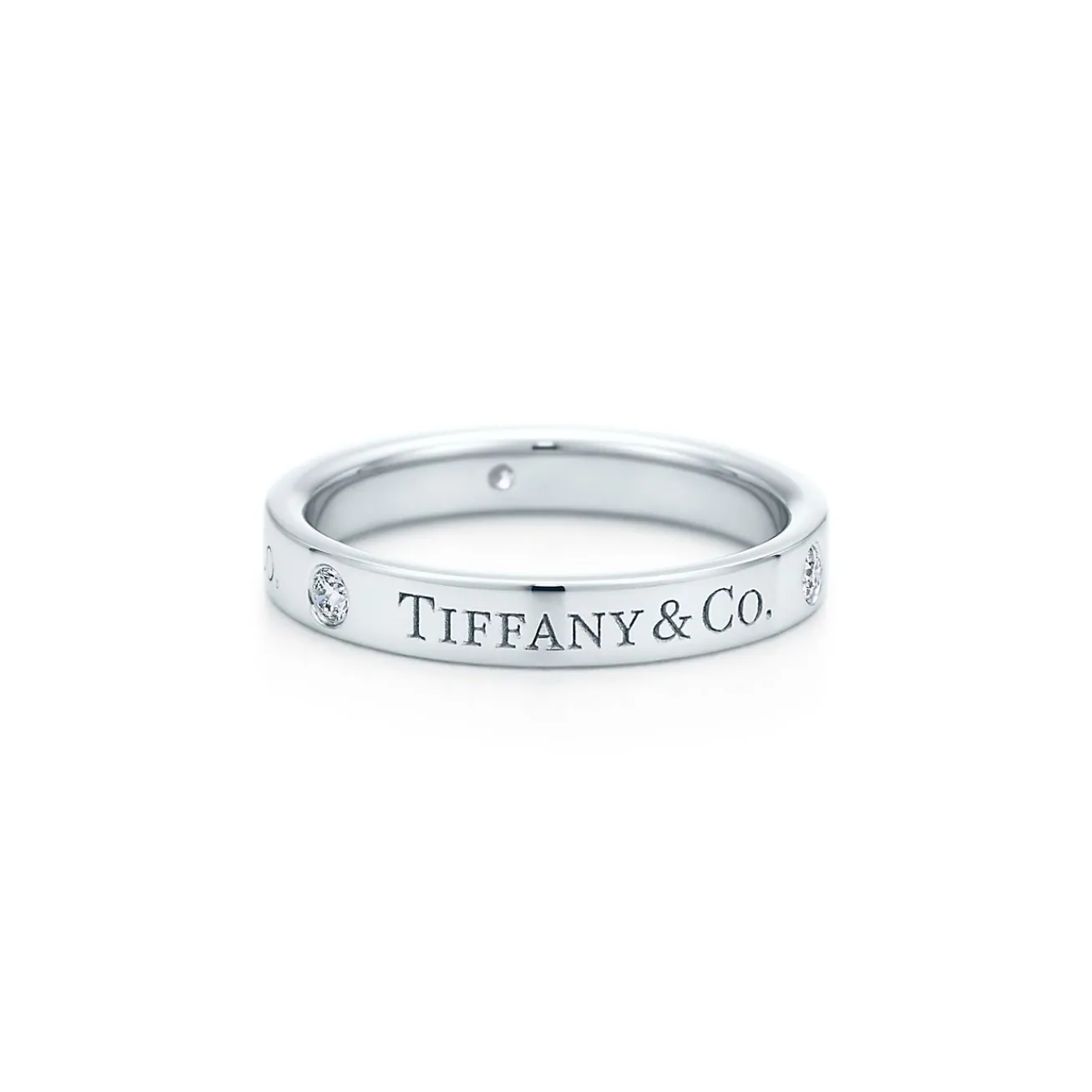 Tiffany & Co. T&CO.® band ring with diamonds in platinum, 3mm wide. | ^Women Rings|Platinum Jewelry