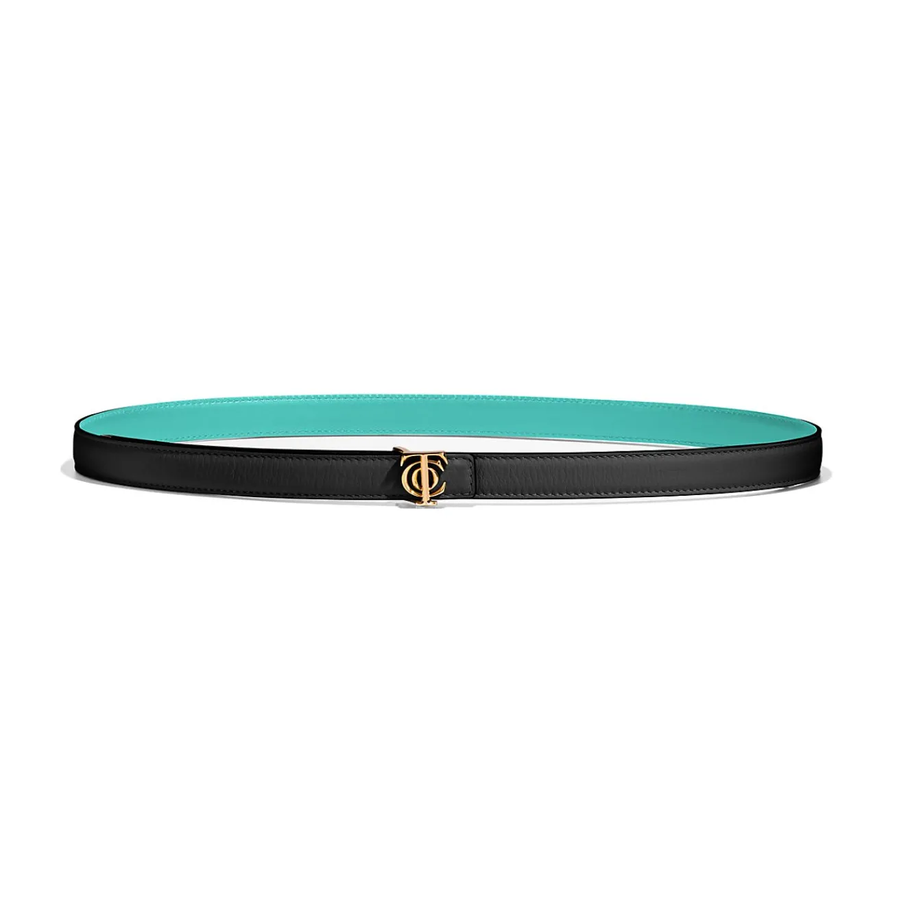 Tiffany & Co. T&CO.® Reversible Belt Strap in Tiffany Blue® and Black Leather, 20 mm Wide | ^Women Belts|Women's Accessories
