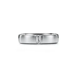 Tiffany & Co. The Charles Tiffany Setting Satin Finish Ring in Platinum with a Diamond, 5 mm | ^ Rings|Platinum Jewelry