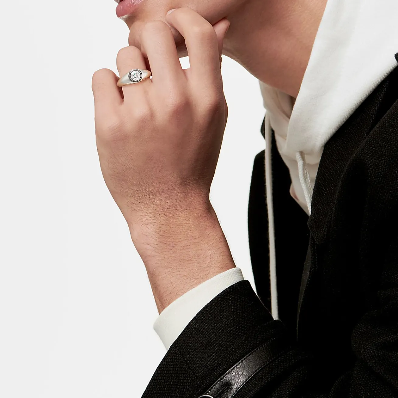 Tiffany & Co. The Charles Tiffany Setting Men's Engagement Ring in Platinum with a Diamond | ^ Men's Jewelry|Engagement Rings