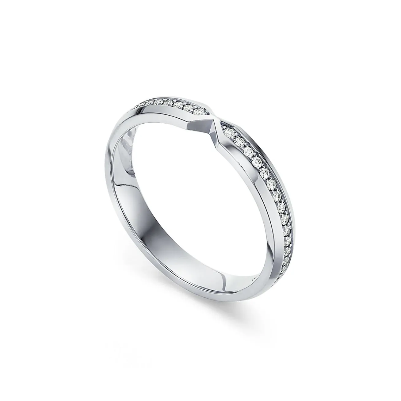 Tiffany & Co. The Tiffany® Setting nesting narrow band ring in platinum with diamonds. | ^Women Rings|Stacking Rings
