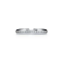 Tiffany & Co. The Tiffany® Setting nesting narrow band ring in platinum with diamonds. | ^Women Rings|Stacking Rings