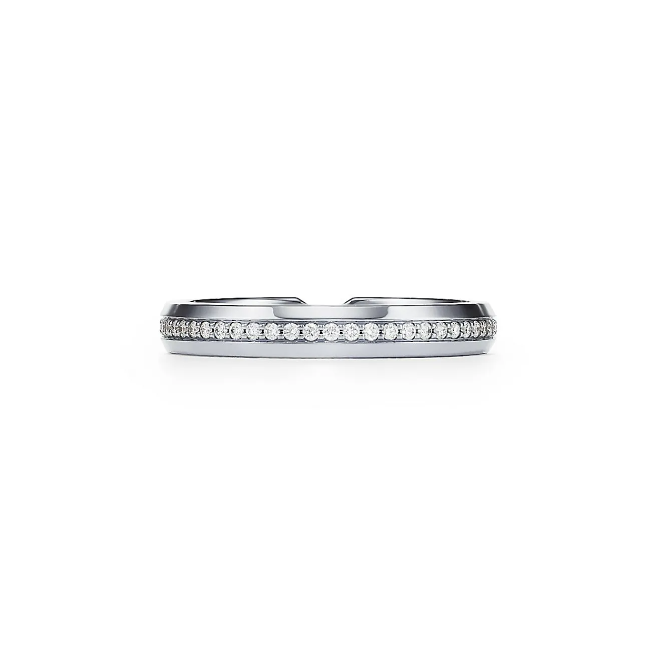 Tiffany & Co. The Tiffany® Setting nesting narrow band ring in platinum with diamonds. | ^Women Rings|Stacking Rings