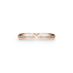 Tiffany & Co. The Tiffany® Setting nesting narrow band ring in 18k rose gold with diamonds. | ^Women Rings|Stacking Rings