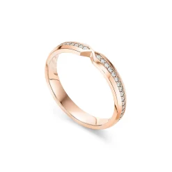 Tiffany & Co. The Tiffany® Setting nesting narrow band ring in 18k rose gold with diamonds. | ^Women Rings|Stacking Rings