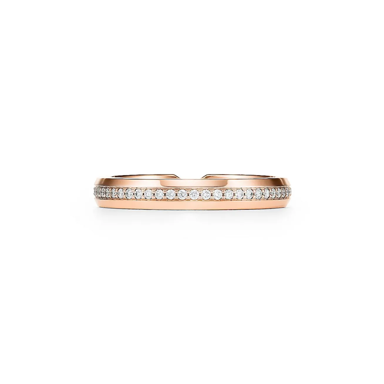 Tiffany & Co. The Tiffany® Setting nesting narrow band ring in 18k rose gold with diamonds. | ^Women Rings|Stacking Rings