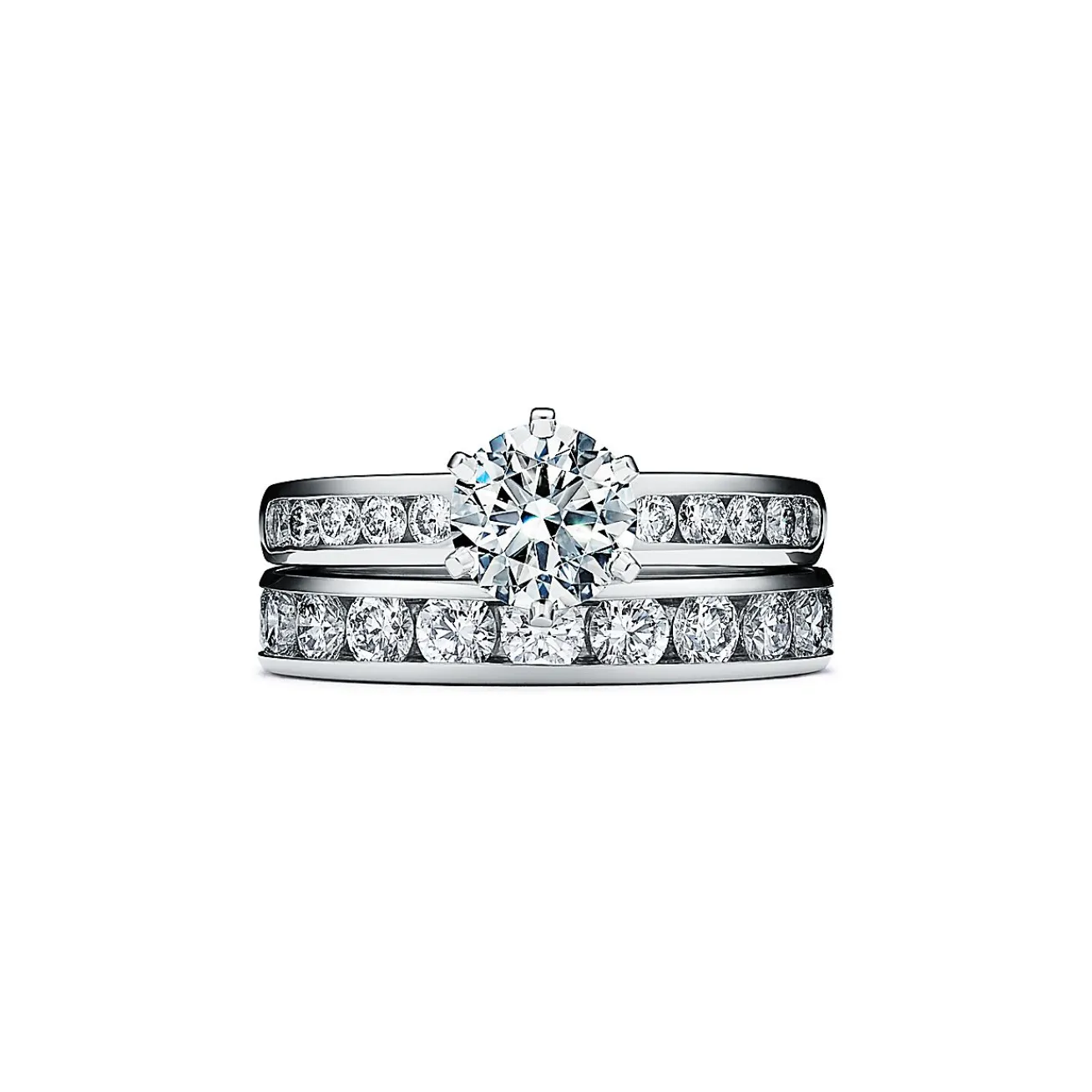 Tiffany & Co. The Tiffany® Setting with a diamond band: world's most iconic engagement ring. | ^ Engagement Rings