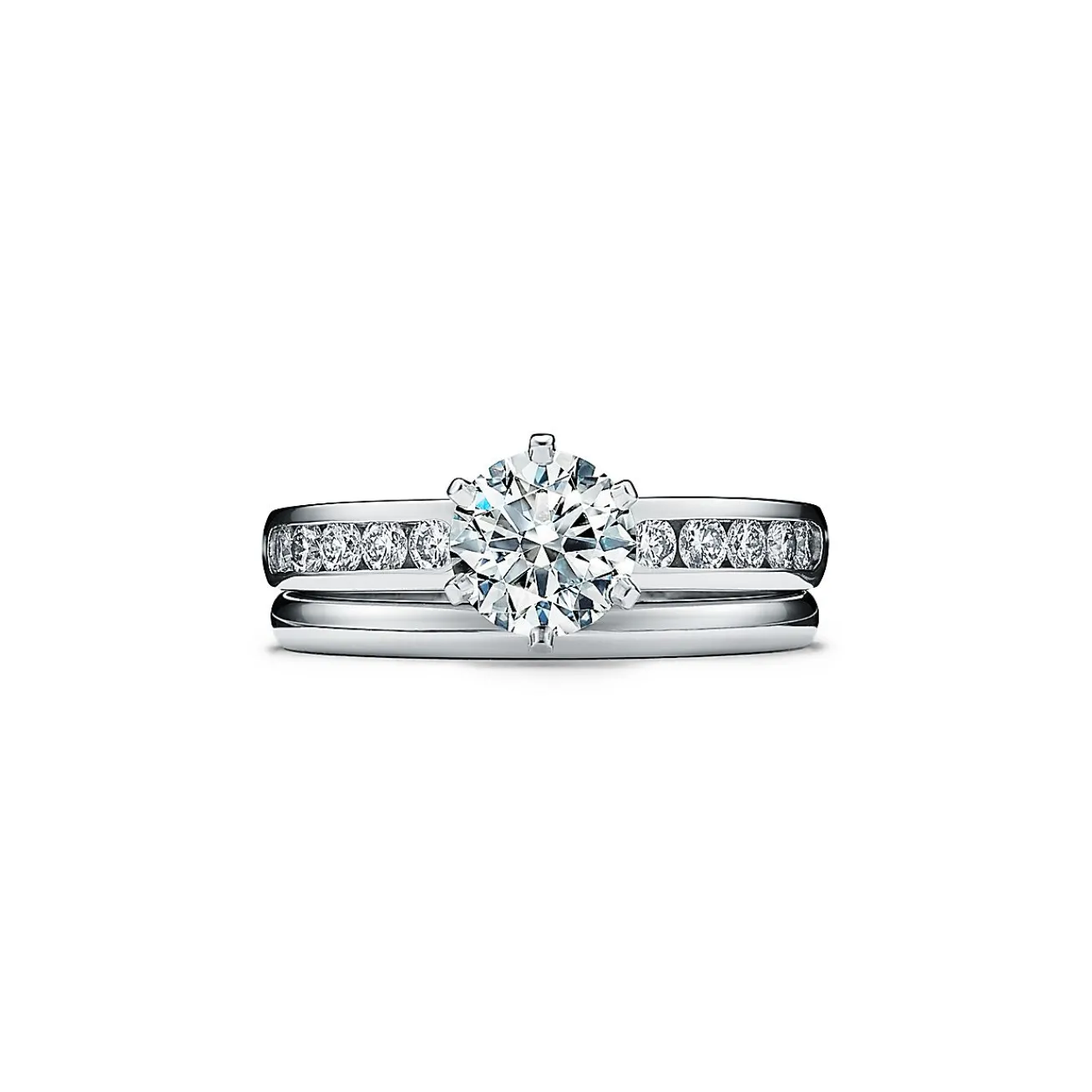 Tiffany & Co. The Tiffany® Setting with a diamond band: world's most iconic engagement ring. | ^ Engagement Rings