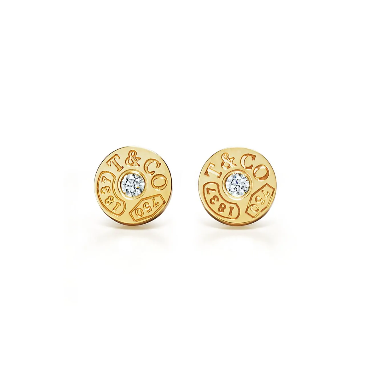 Tiffany & Co. Tiffany 1837® circle earrings in 18k gold with diamonds. | ^ Earrings|Gold Jewelry