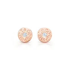 Tiffany & Co. Tiffany 1837® circle earrings in 18k rose gold with diamonds. | ^ Earrings|Rose Gold Jewelry