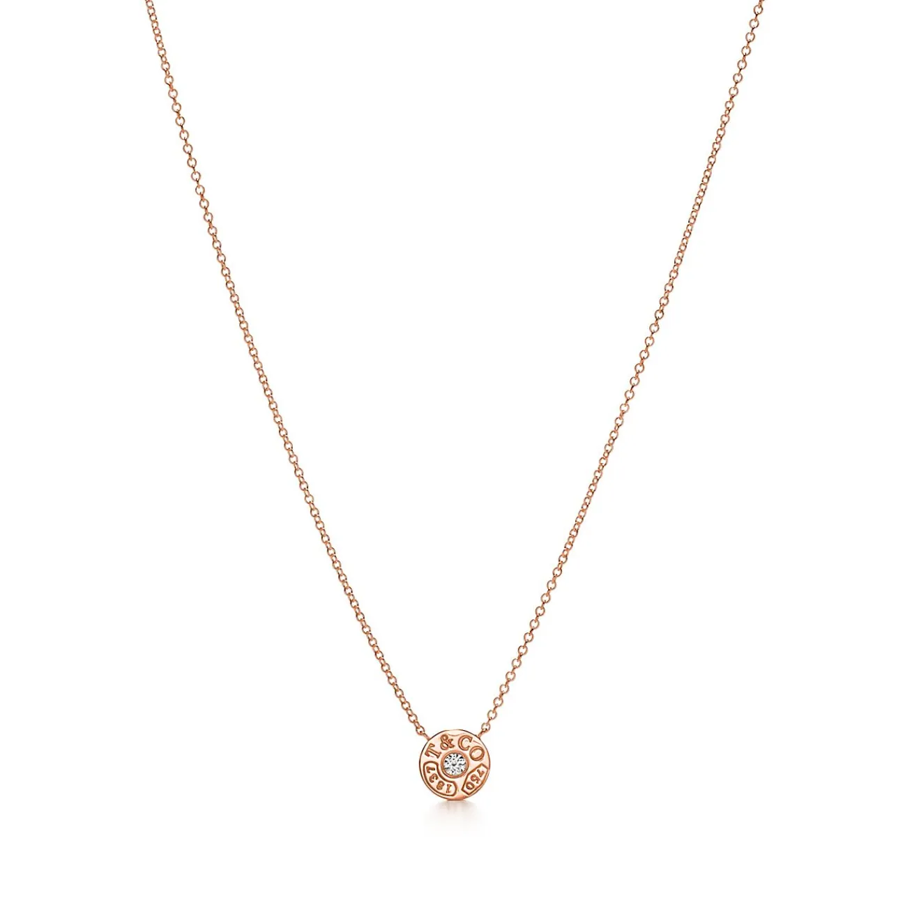 Tiffany & Co. Tiffany 1837® circle pendant in 18k rose gold with diamonds. | ^ Necklaces & Pendants|Rose Gold Jewelry