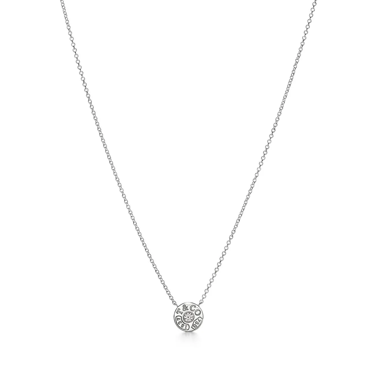 Tiffany & Co. Tiffany 1837® circle pendant in 18k white gold with diamonds. | ^ Necklaces & Pendants|Diamond Jewelry