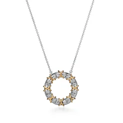Tiffany & Co. Schlumberger® Sixteen Stone circle pendant in gold with diamonds. | ^ Necklaces & Pendants|Gold Jewelry