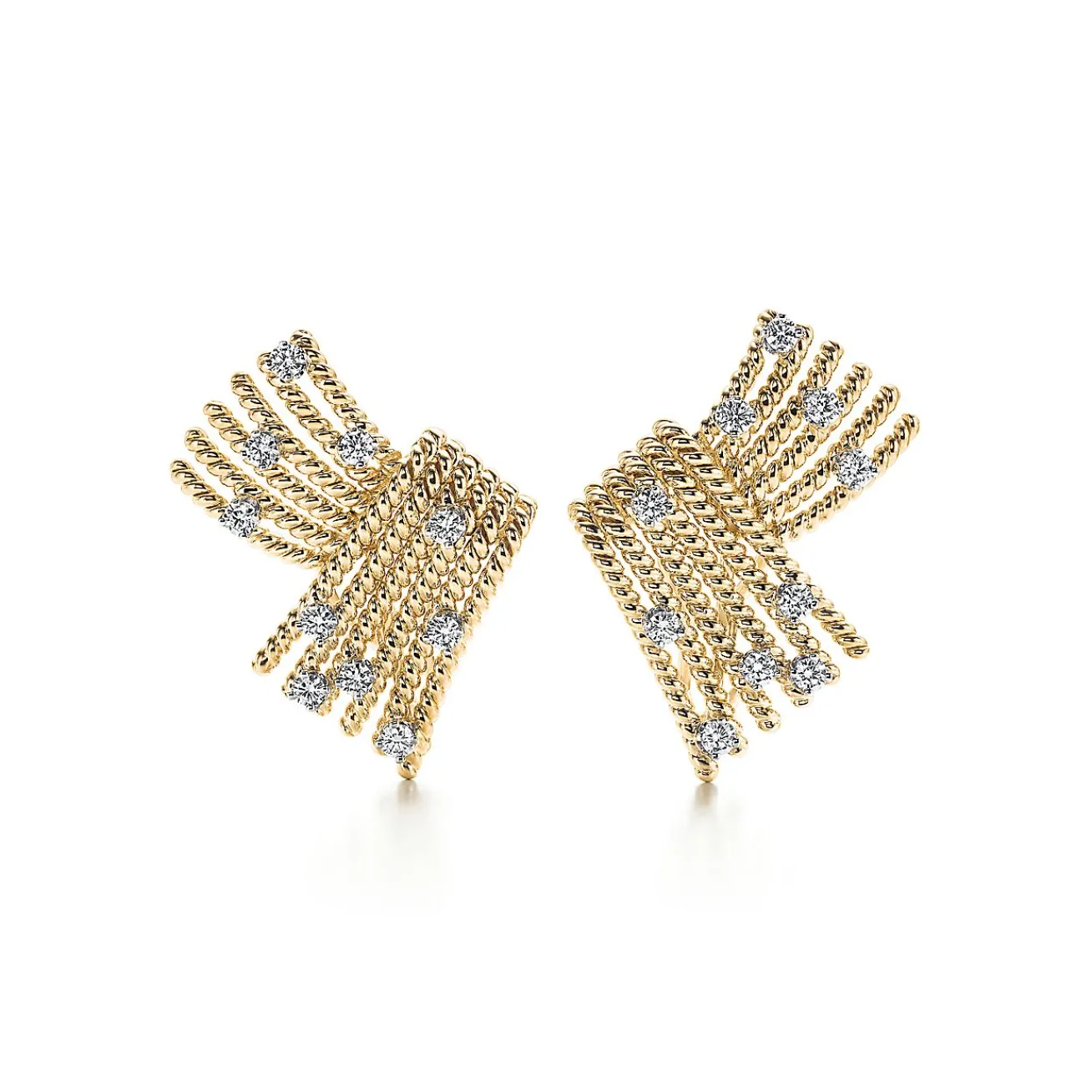 Tiffany & Co. Schlumberger® V-Rope ear clips with diamonds. | ^ Earrings|Gold Jewelry