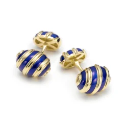 Tiffany & Co. Schlumberger® Olive cuff links in 18k gold with blue enamel. | ^ Jean Schlumberger by Tiffany|Him