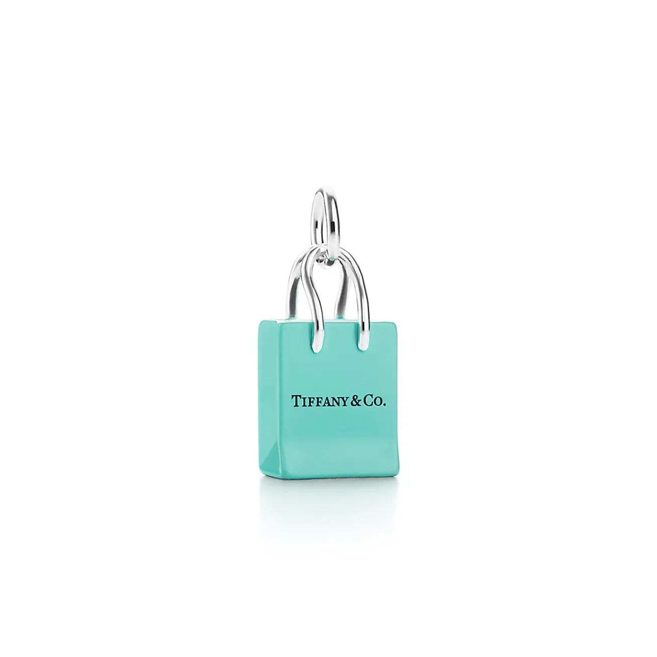 Tiffany & Co. ® shopping bag charm in sterling silver with enamel finish. | ^ Sterling Silver Jewelry|Tiffany Blue® Gifts