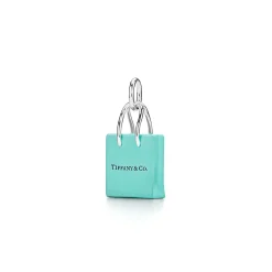Tiffany & Co. ® shopping bag charm in sterling silver with enamel finish. | ^ Sterling Silver Jewelry|Tiffany Blue® Gifts