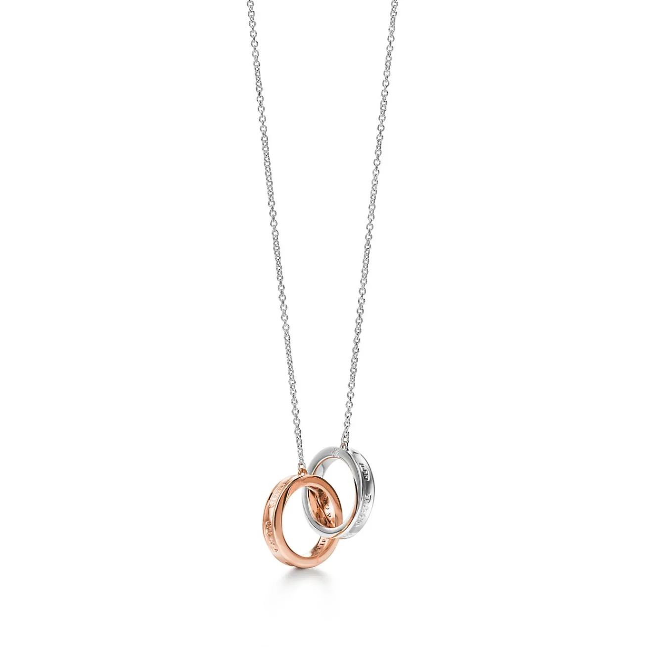 Tiffany & Co. Tiffany 1837® interlocking circles pendant in sterling silver and 18k rose gold. | ^ Necklaces & Pendants|Gifts for Her