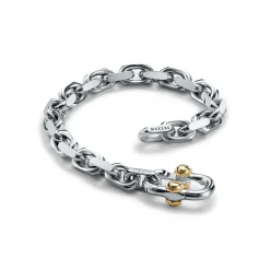 Tiffany & Co. Tiffany 1837® Makers wide chain bracelet in sterling silver and gold, medium. | ^ Bracelets|Men's Jewelry