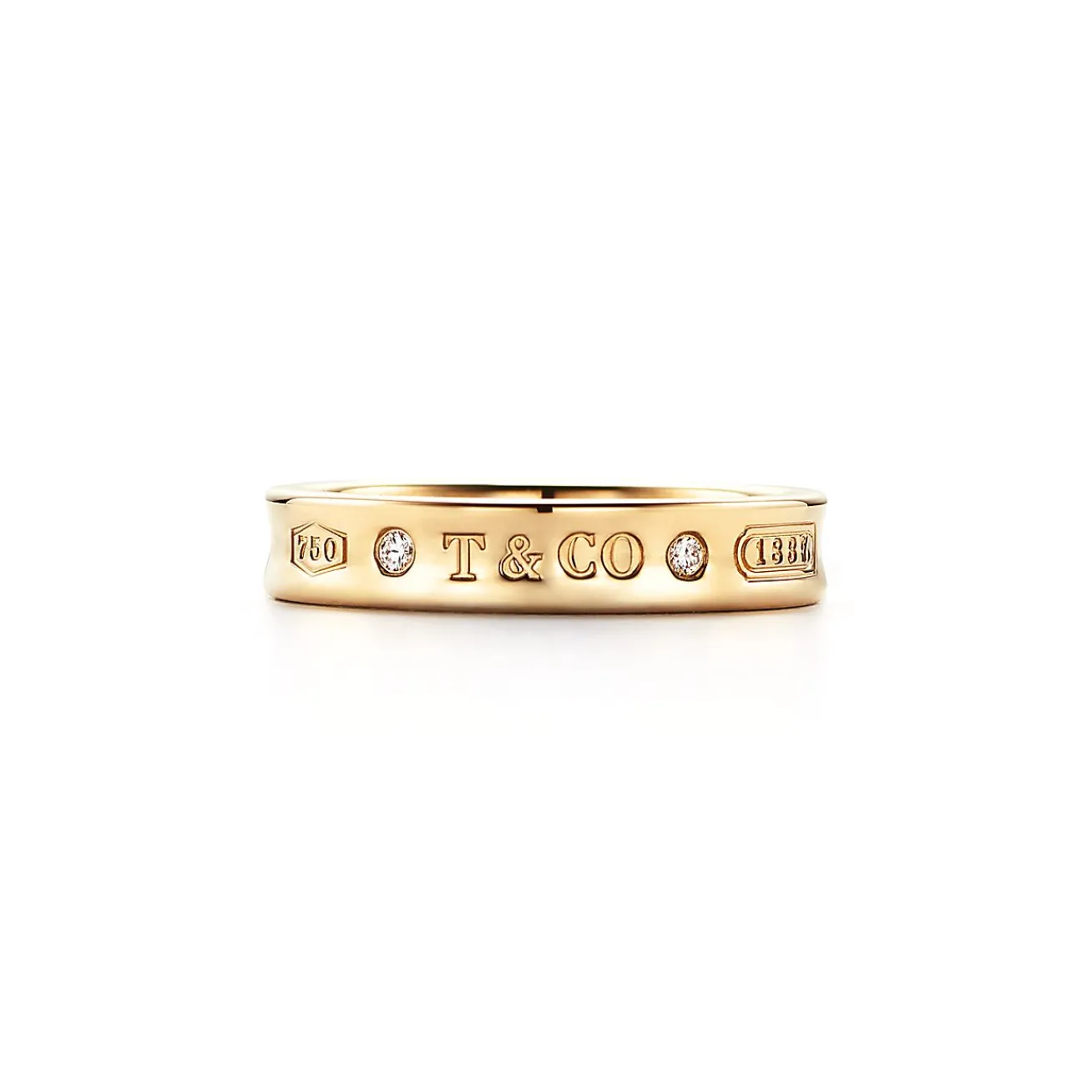 Tiffany & Co. Tiffany 1837® Ring in Yellow Gold with Diamonds, Narrow | ^ Rings|Men's Jewelry