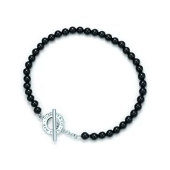 Tiffany & Co. Tiffany Beads toggle bracelet of black onyx and sterling silver, 4 mm. | ^ Sterling Silver Jewelry|Colored Gemstone Jewelry
