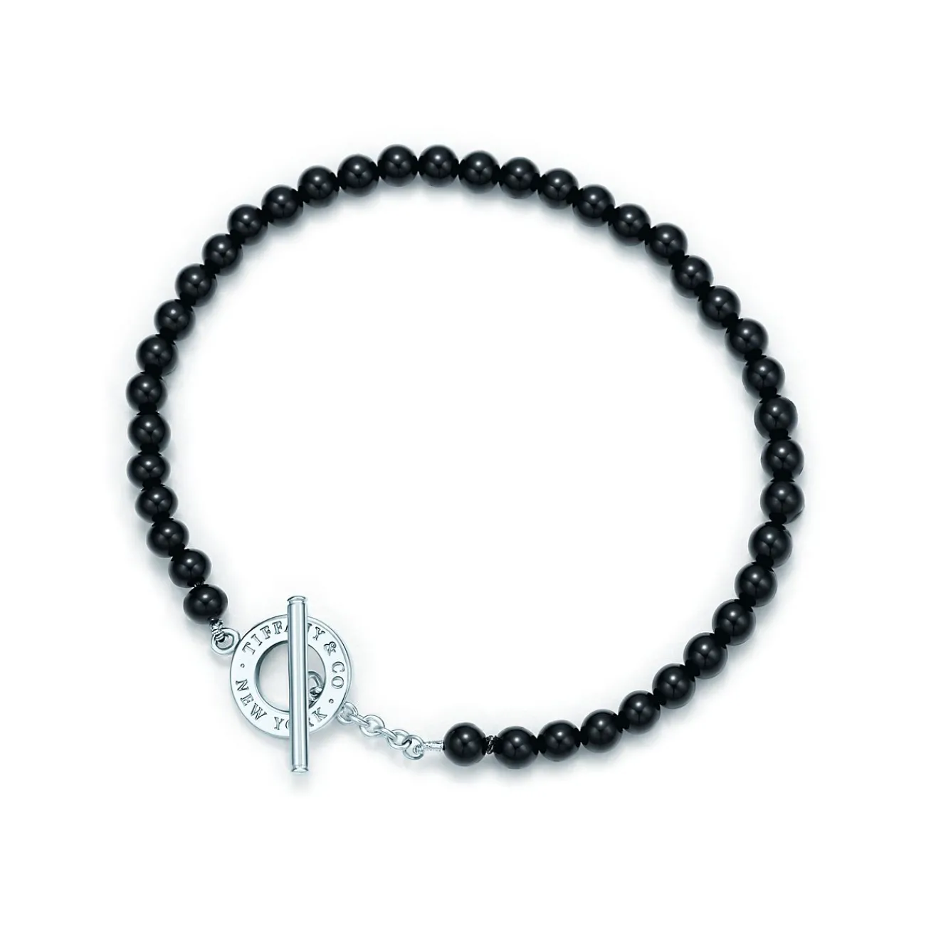 Tiffany & Co. Tiffany Beads toggle bracelet of black onyx and sterling silver, 4 mm. | ^ Sterling Silver Jewelry|Colored Gemstone Jewelry