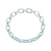 Tiffany & Co. Tiffany Blue® clasping link bracelet in silver with enamel finish, 7.5" long. | ^ Bracelets|Sterling Silver Jewelry