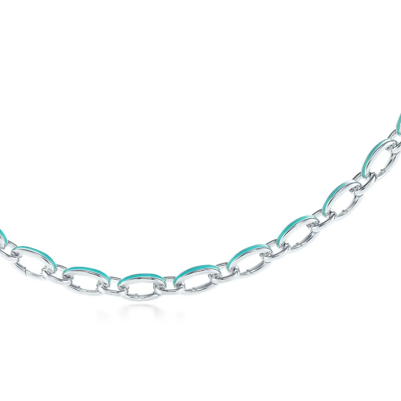 Tiffany & Co. Tiffany Blue® clasping link bracelet in silver with enamel finish, 7.5" long. | ^ Bracelets|Sterling Silver Jewelry