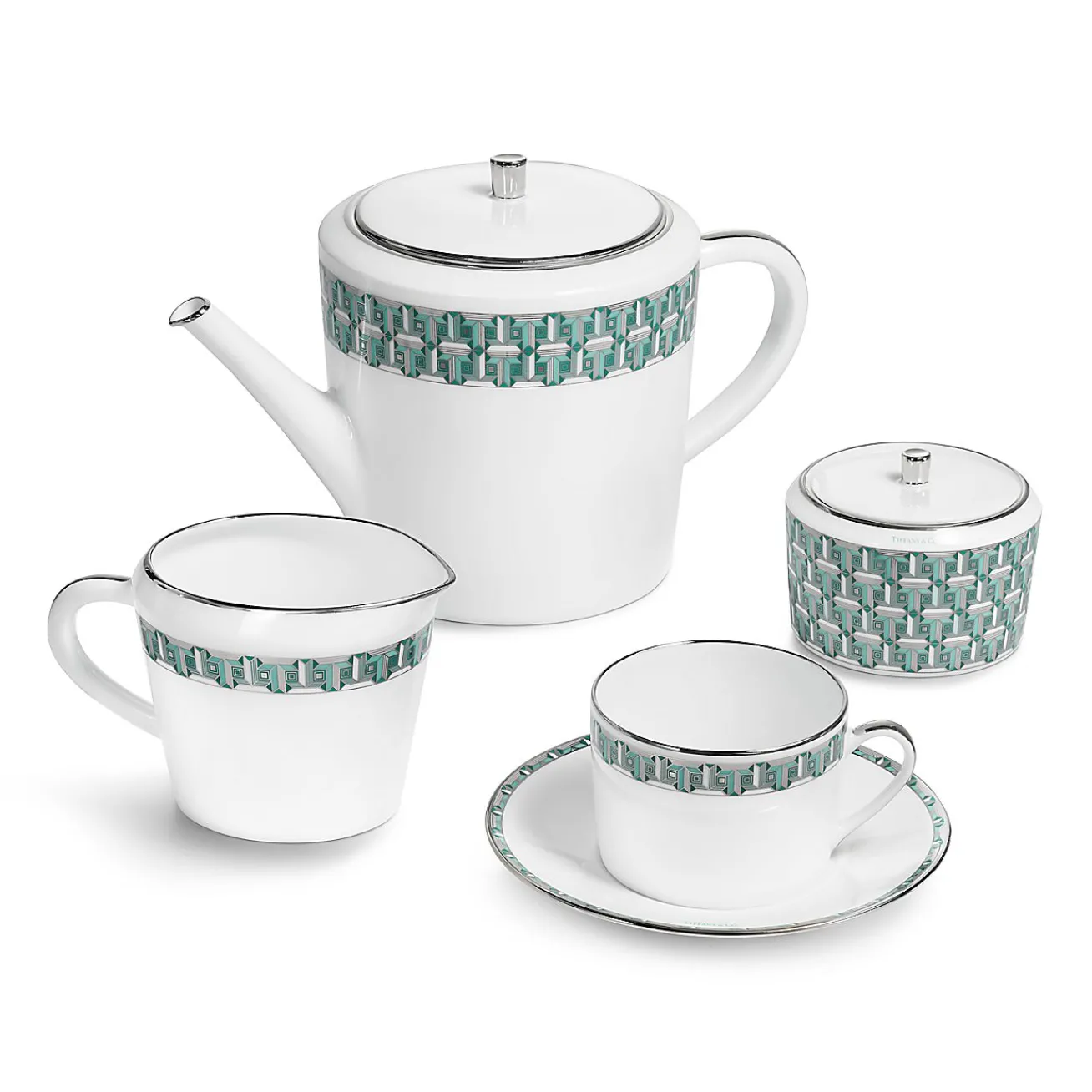 Tiffany & Co. Tiffany Blue Tiffany T True Sugar Bowl with a Hand-painted Platinum Rim | ^ The Home|Housewarming Gifts