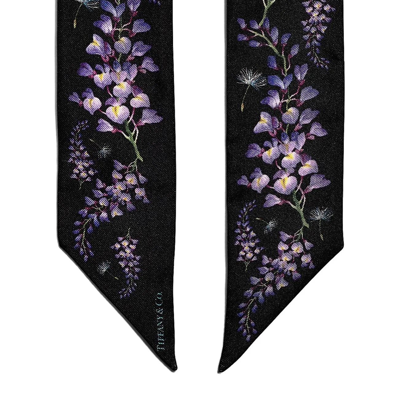 Tiffany & Co. Tiffany Botanica Wisteria Ribbon Scarf in Black Silk | ^Women Scarves & Stoles|Women's Accessories