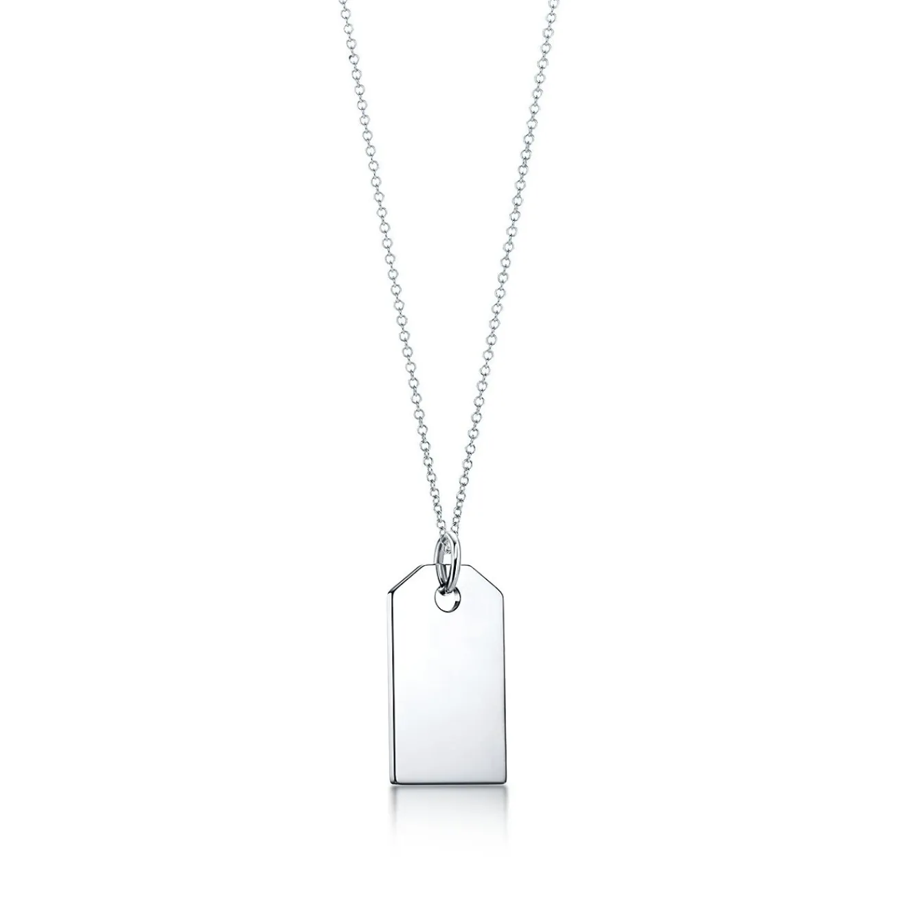 Tiffany & Co. Tiffany Charms tag in sterling silver, medium. | ^ Sterling Silver Jewelry