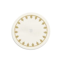 Tiffany & Co. Tiffany Crest Coaster in Embroidered White Linen | ^ Decor|Table Linens