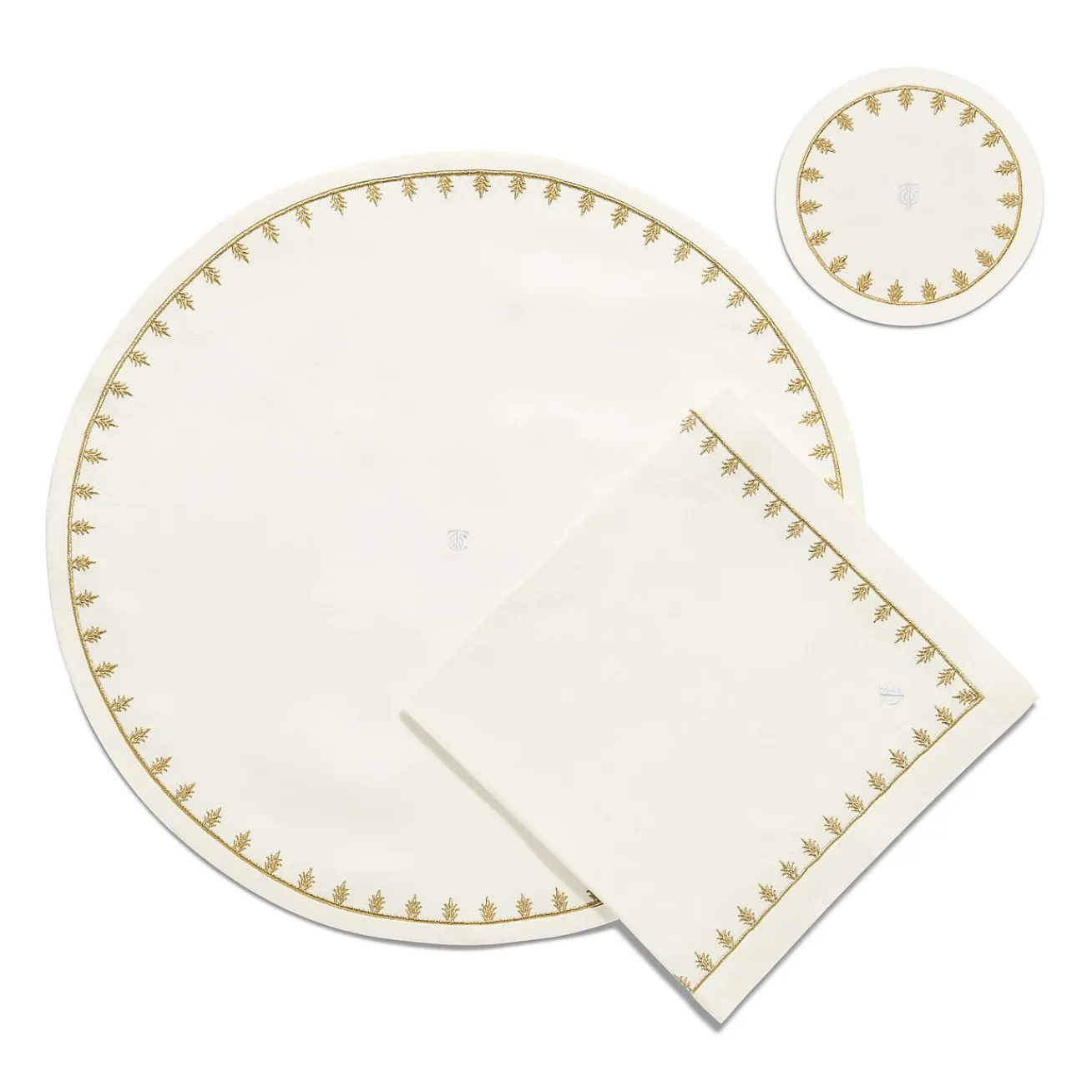 Tiffany & Co. Tiffany Crest Napkin in Embroidered White Linen | ^ Decor|Table Linens