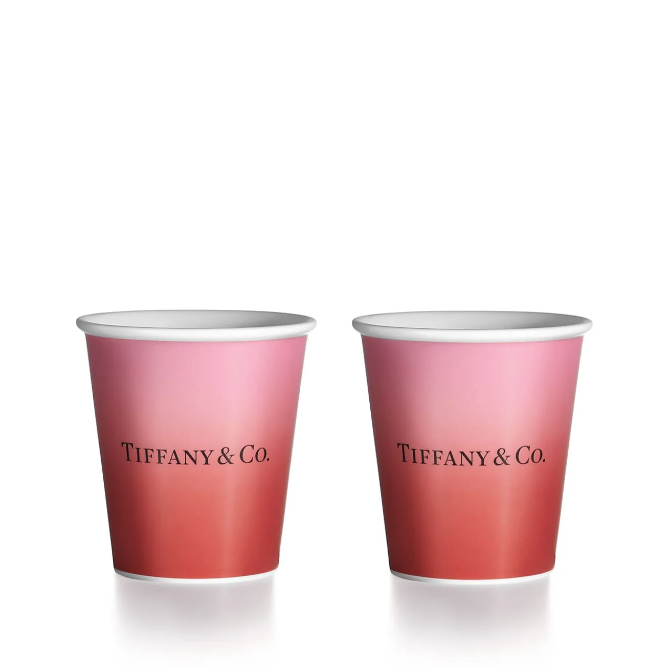 Tiffany & Co. Tiffany Cups Tiffany Coffee Cups in Infinity Ruby Bone China, Set of Two | ^ Tableware|Coffee & Tea