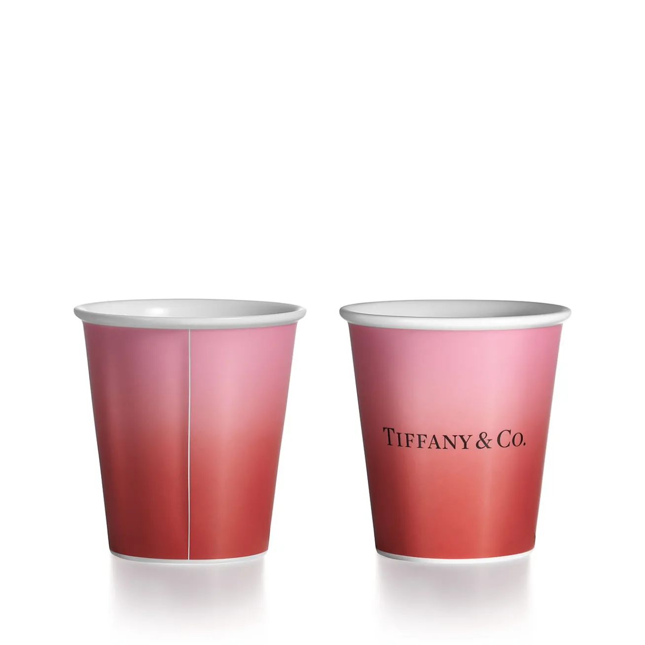 Tiffany & Co. Tiffany Cups Tiffany Coffee Cups in Infinity Ruby Bone China, Set of Two | ^ Tableware|Coffee & Tea