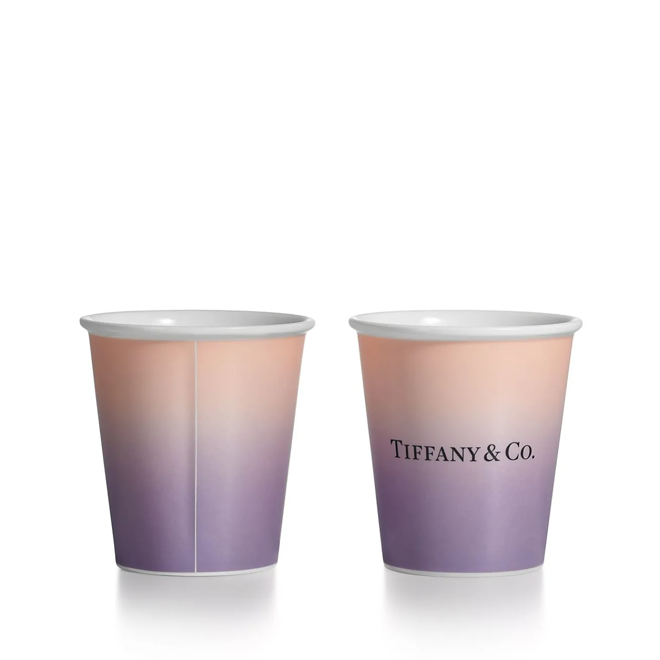 Tiffany & Co. Tiffany Cups Tiffany Coffee Cups in Infinity Morganite Bone China, Set of Two | ^ Tableware|Coffee & Tea