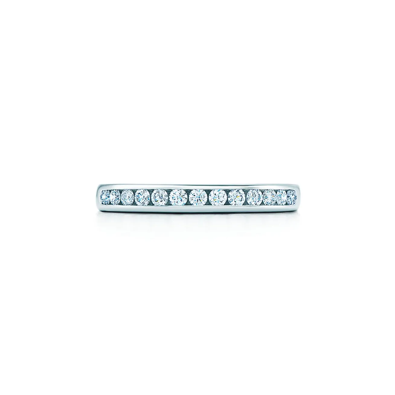Tiffany & Co. Tiffany® Diamond Wedding Band ring in platinum with a half circle of round brilliant diamonds. | ^Women Rings|Platinum Jewelry