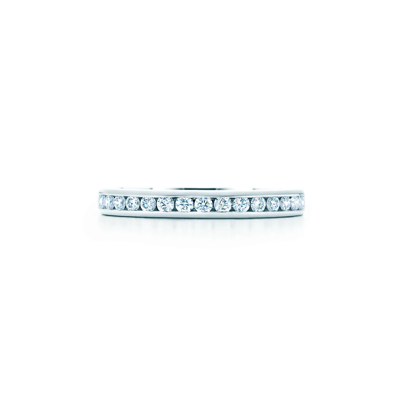 Tiffany & Co. Tiffany® Diamond Wedding Band ring in platinum with a half circle of round brilliant diamonds. | ^Women Rings|Platinum Jewelry