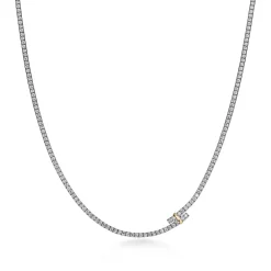 Tiffany & Co. Tiffany Edge Bypass Necklace in Platinum and Yellow Gold with Diamonds | ^ Necklaces & Pendants|Gold Jewelry